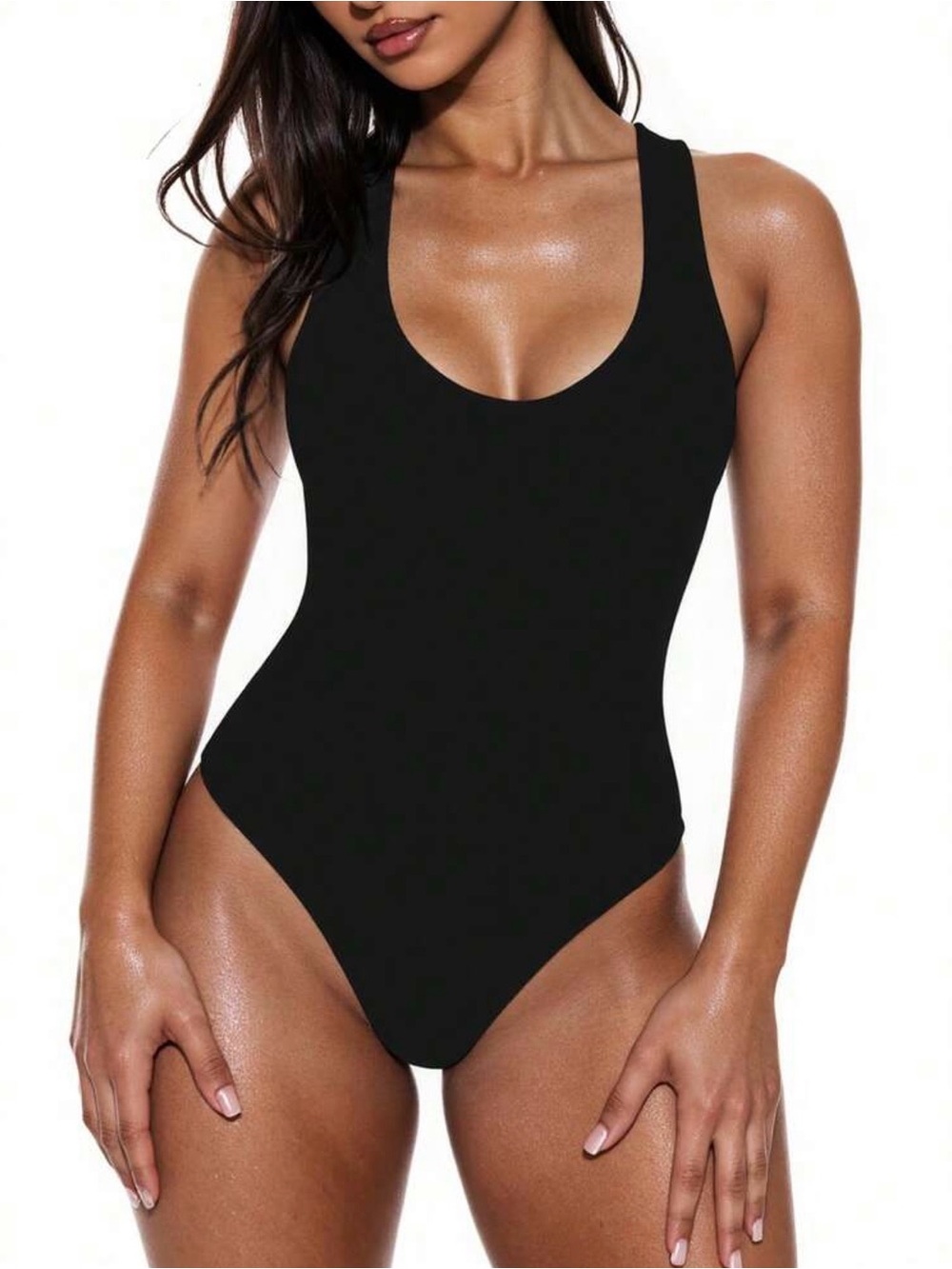 SHEIN Women’s Sz Small Classic One-Piece Swimsuit Black Padded NWOT